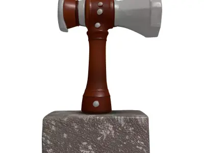 Weathered Stone Hammer 3D Model 3D model