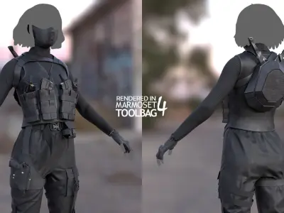 Female Terrorist Outfit Low-poly 3D model
