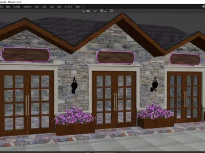 Street-front stores 3D model