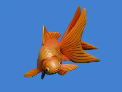 Cartoon Goldfish Rigged Low-poly 3D model