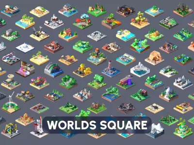Worlds Square Low-poly 3D model