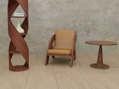 Wooden furniture pack  low poly Low-poly 3D model