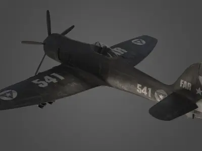 Hawker Sea Fury Airplane Military 3d Model Low-poly 3D model