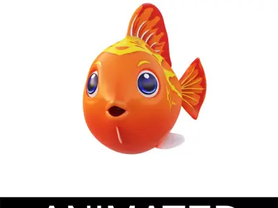 Red Lyretail Molly Fish Cartoon Animated Low-poly 3D model