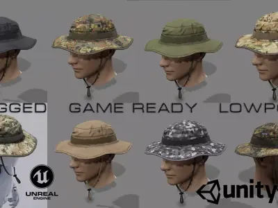 Boonie hat Low-poly 3D model