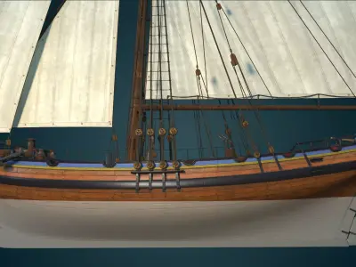 Cutter HMS Alert 1777 Low-poly 3D model