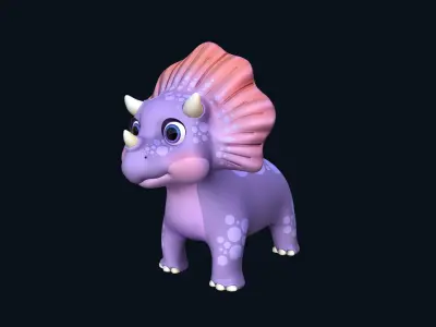 Asset - Cartoons - Dinosaur Triceratop Rigged 3D model
