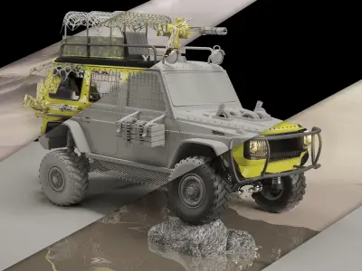 Military 4X4 Suv Low-poly 3D model