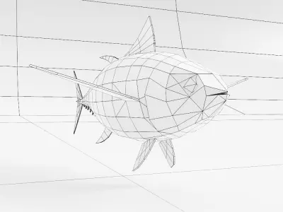 Tuna fish low poly 3d model  Low-poly 3D model