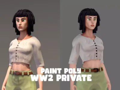 Paint Poly - Female WW2 Private - GameReady Low-poly 3D model