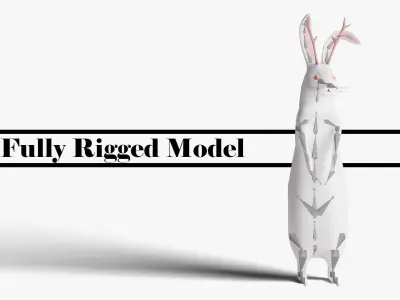 Mythical Rabbit Jackalope Low-poly 3D model