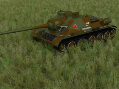 SU 100 Interior Engine Bay Full Camo HDRI 3D model