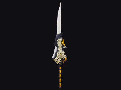 Sword Magical Cutting Fantasy Melee Dagger Iron Blade Saber Gold Low-poly 3D model