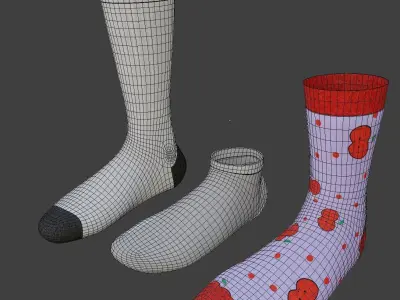 Full Mockup for socks Low-poly 3D model
