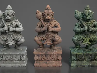 Ancient Khmer Statue28-250523 Low-poly 3D model