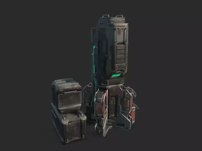 Future Sci-Fi Battery Charging Station 3D model