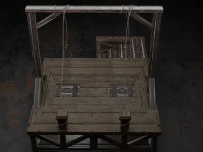 Medieval Gallows Free low-poly 3D model