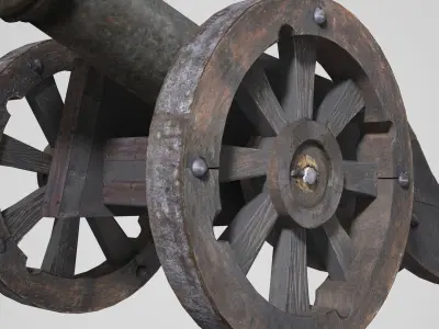 Italian medieval cannon artillery Low-poly 3D model