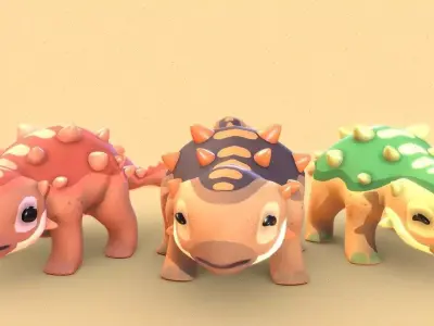 Cartoon Dinosaur Pack Low-poly 3D model