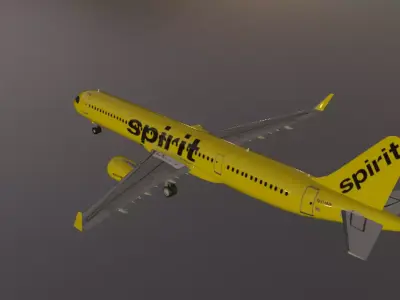 Spirit AIrlines airbus a321neo low poly 3D Model Low-poly 3D model