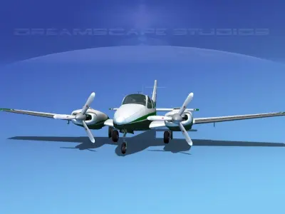 Beechcraft B55 Baron V02 3D model