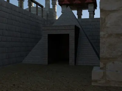 Castle on water in minecraft Low-poly 3D model