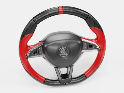 Red Cover Steering Wheel 3D model