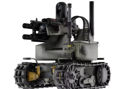 Military robot tank Low-poly 3D model