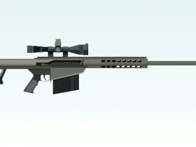 sniper Barrett cal Low-poly 3D model