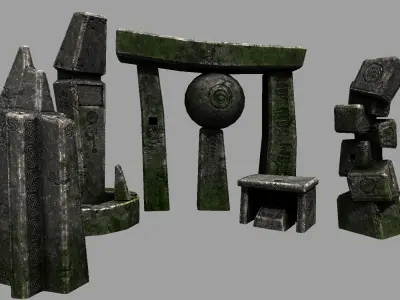 Ancient Alien Monolith Set Free low-poly 3D model