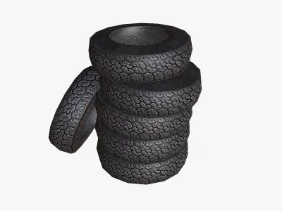 Wheels low poly tire Low-poly 3D model