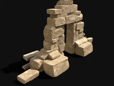  ARABIC DESERT RUINS GATE ORIENTAL EGYPTIAN SAND STONE Low-poly 3D model