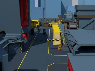 3D FPS game environment low poly Low-poly 3D model
