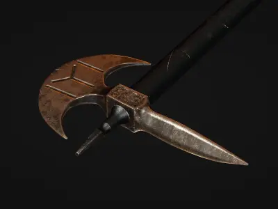 Iron Battle Axe Low-poly 3D model