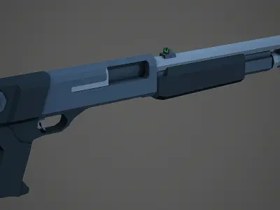 Stylized M56B Shotgun Low Poly Mobile Ready Low-poly 3D model