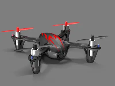 Hubsan X4 H107C BlackRed Low-poly 3D model