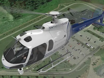 AS-350 Ontario Police Animated Low-poly 3D model