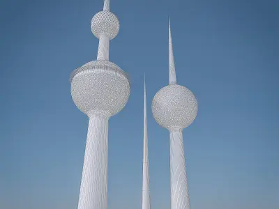 Kuwait Towers Low-poly 3D model