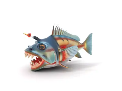 Colorful Anglerfish model pack Low-poly 3D model