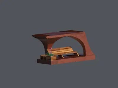 Modern bus station 02 3D model