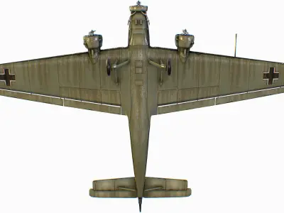 German transport aircraft Junkers Tante Ju 52 Low-poly 3D model