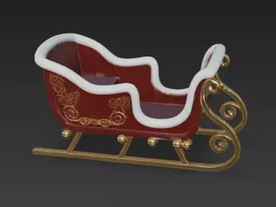 Classic Wooden Sleigh 3D Model Low-poly 3D model