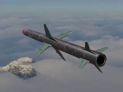 Missile 3D model flying in sky Low-poly 3D model