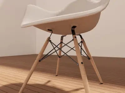 Free Eames Style Armchair - 3D Model - Wood - Metal - Fabric Free low-poly 3D model