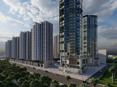 Modern Urban Mixed Use Complex  High-Detail 3D model