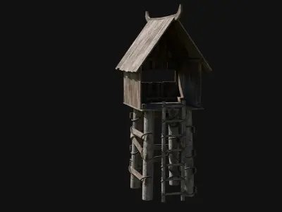 VIKING NORSE WATCHTOWER TOWER HOUSE MEDIEVAL CITY COLLECTION Low-poly 3D model