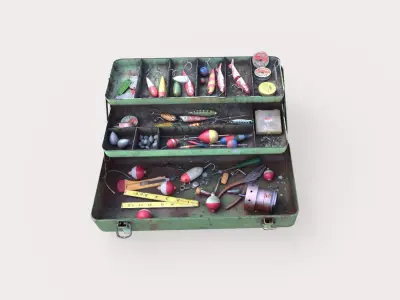 Old Fishing Tackle Box 3D model