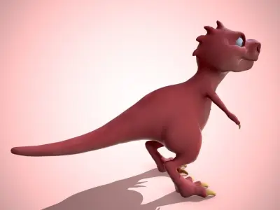 Cartoon red dino Low-poly 3D model