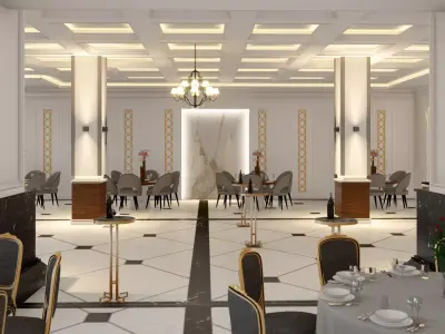 Neoclassical Banquet Hall Exterior Realistic 3D Model 3D model