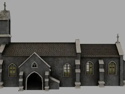 Medieval Church Furnished Low-poly 3D model